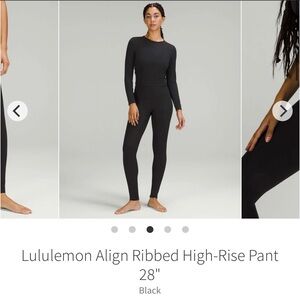Lululemon Black Ribbed Leggings & Longsleeved Top SET